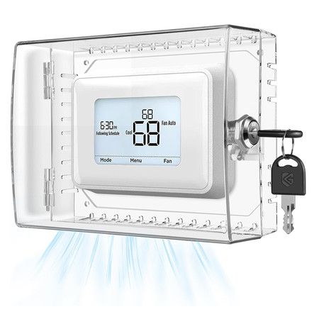 Large Thermostat Lock Box Cover with Key, Clear Thermostat Cover with Lock Compatible With Honeywell Home Thermostat On Wall, 19 x 12 x 6 cm
