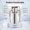 50L Water Distiller Home Beer Wine Brewing Kit Alcohol Making Distillery Liquor Distilling Equipment Stainless Steel for Essential Oil Whiskey Brandy