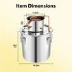 50L Water Distiller Home Beer Wine Brewing Kit Alcohol Making Distillery Liquor Distilling Equipment Stainless Steel for Essential Oil Whiskey Brandy