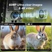 Trail Camera,4K 60MP WiFi Bluetooth Game Cameras with No Glow Night Vision,0.1s Trigger Motion Activated,IP66 Waterproof Hunting Camera