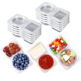 10PCS Double Compartment Condiment Container With Lids - Reusable Snack Pack Containers for Take-out Sauces