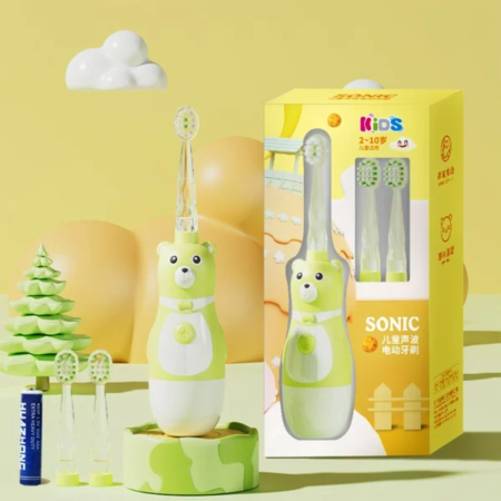 1pcs  Battery Powered Light Up Kids Electric Toothbrush LED Christmas Gift  Green Color