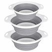 3Pc Folding Strainers,Kitchen Collapsible Silicone Colander,Fruit Vegetable Strainer Silicone Drainer With Ergonomic Handle Color Grey