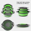 3Pc Folding Strainers,Kitchen Collapsible Silicone Colander,Fruit Vegetable Strainer Silicone Drainer With Ergonomic Handle Color Green