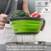 3Pc Folding Strainers,Kitchen Collapsible Silicone Colander,Fruit Vegetable Strainer Silicone Drainer With Ergonomic Handle Color Green