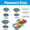 3Pc Folding Strainers,Kitchen Collapsible Silicone Colander,Fruit Vegetable Strainer Silicone Drainer With Ergonomic Handle Color Blue