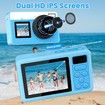 4K Digital Camera Waterproof Point Shoot Cameras for Photography 10FT Underwater Camera with Dual Screens,18X Digital Zoom,32GB TF Card(Blue)