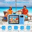 4K Digital Camera Waterproof Point Shoot Cameras for Photography 10FT Underwater Camera with Dual Screens,18X Digital Zoom,32GB TF Card(Blue)
