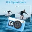 4K Digital Camera Waterproof Point Shoot Cameras for Photography 10FT Underwater Camera with Dual Screens,18X Digital Zoom,32GB TF Card(Blue)