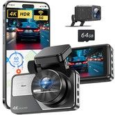 Dash Cam Front and Rear 4K+2K Dual Dash Camera,Built-in 5G WiFi with 64GB Card,UHD Night Vision,App Control,HDR,24H Parking Monitor