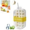 Ice Bottle Cup,2 in 1 Zero Touch Press Ice Cube Mold Water Bottle with Lid and Bin,Easy Press to Release Vertical Ice Cube Tray with Lid (White,800ML)