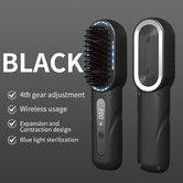 Cordless Straight Curly Hair Comb,Negative Ion Heated Hair Straightener,Rechargeable Anti-scalding Electric Hair Care Brushes Color Black