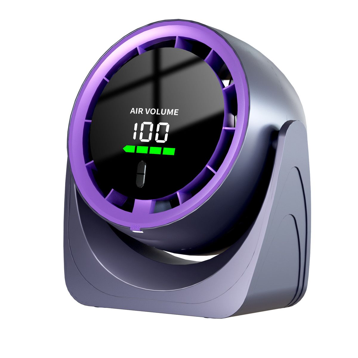 Purple Desktop USB Charging Digital Display Turbine High Speed WallMounted Circulation Fan