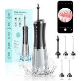 Cordless Portable Water Flosser with Camera, Rechargeable Water Dental Flosser for Teeth Cleaning Flossing IPX7 Waterproof Oral Irrigator, Black