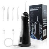 Portable Cordless Oral Irrigator, Rechargeable Travel Irrigation Cleaner IPX7 Waterproof Electric Waterflosser Machine for Teeth Cleaning, Black