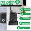 Wireless Doorbell 1000ft Range Waterproof Full Doorbell Two Way Communication 8 Volume Levels 4 Chime