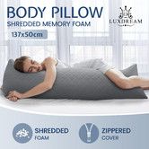 Body Pillow Support Long Full Back Hip Leg Support Shredded Bed Cushion Memory Foam for Pregnancy Maternity Stomach Side Sleepers 137x50cm Grey