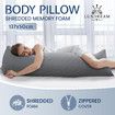 Body Pillow Support Long Full Back Hip Leg Support Shredded Bed Cushion Memory Foam for Pregnancy Maternity Stomach Side Sleepers 137x50cm Grey
