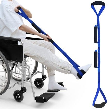 106cm Long Leg Lifter, Rigid Leg Lifter Strap With EVA Handgrips Foot Loop,Leg Lifter After Hip Replacement Knee Surgery Recovery Aids Kit,Blue