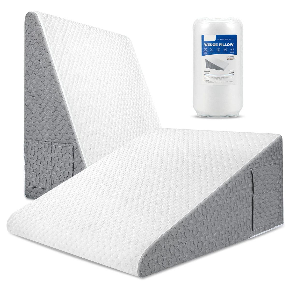20.5cm Wedge Pillow for Sleeping Bed Wedge Pillow for After Surgery Triangle Elevated Pillow Wedge,Air Layer Removable Machine Wash Cover Memory Foam Top