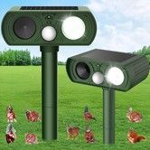 Solar Ultrasonic Animal Repellent,Cat Repellent Outdoor with Motion Detection Waterproof,Raccoon Squirrel Skunk Deer Rabbit Rodent Dog Deterrents 2Pack