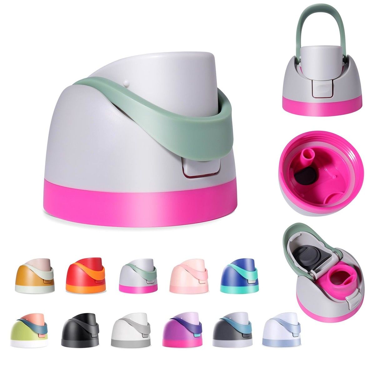 Replacement Lid for Owala Freesip,Compatible with Owala Cup,One Button Water Bottle Top Lid Replacement Accessory,Leakproof,BPA-Free (Saga Green)