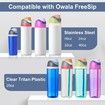 Replacement Lid for Owala Freesip,Compatible with Owala Cup,One Button Water Bottle Top Lid Replacement Accessory,Leakproof,BPA-Free (Graylish Blue)