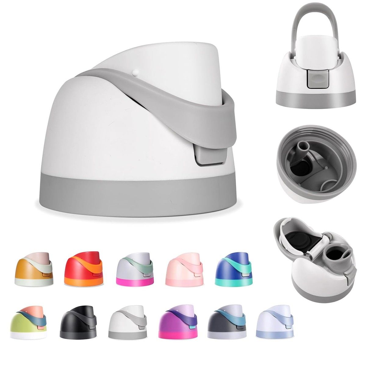 Replacement Lid for Owala Freesip,Compatible with Owala Cup,One Button Water Bottle Top Lid Replacement Accessory,Leakproof,BPA-Free (Ash White)