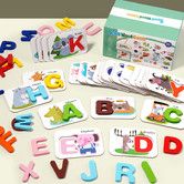 Montessori Wooden Spell Word Game Letter Cognitive Card Matching Games Early Learning Educational Toys For Kids