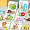Montessori Wooden Spell Word Game Letter Cognitive Card Matching Games Early Learning Educational Toys For Kids