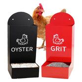 2PC Chicken Oyster Shell Feeder and Sand Feeder Metal Chicken Feeder Chicken Coop Accessories Automatic Chicken Feeder