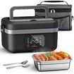 Cordless Electric Lunch Box,Rechargeable Self-Heating Food Warmer with 16000mAh Battery,1L Heated Lunch Box with Smart Reservation & Keep Warm