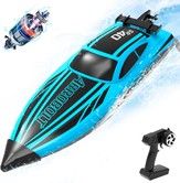 Brushless RC Boats for Men Women, 30+MPH Fast Remote Control Boat with 2 Rechargeable Batteries for Lakes for Men Women, Blue