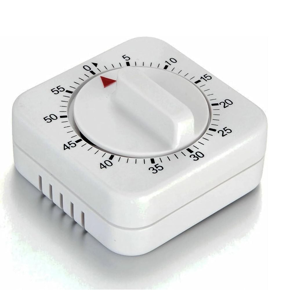Square 60 Minute Mechanical Kitchen Timer, No Batteries Required, Manual Countdown Timer for Classroom, Home, Study and Cooking