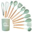 Green 12 PCS Set NonStick Silicone Spatula Soup Spoon Food Grade Kitchenware High Temp Resistant Heat
