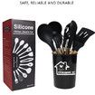 Black 12 PCS Set NonStick Silicone Spatula Soup Spoon Food Grade Kitchenware High Temp Resistant Heat