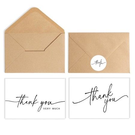 30 Pack Thank You Cards Bulk with Kraft Envelopes & Matching Stickers,Minimalist Design Perfect for Business,Weddings,Baby Bridal Showers,Graduations