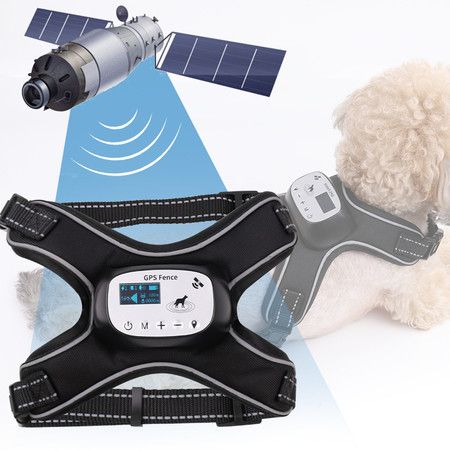 GPS Electric Wireless Dog Fence Adjustable Dog Vest Fence with 3 Training Modes Rechargeable Pet Fence System with Reflective St
