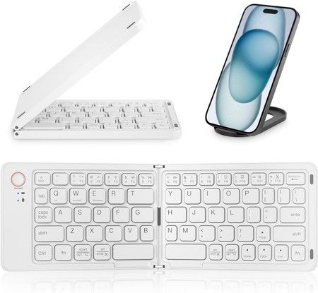 Portable Bluetooth Folding Keyboard for IOS/Android/Windows Tablet Mobile Phone Portable Keyboard Computer Accessories Color White