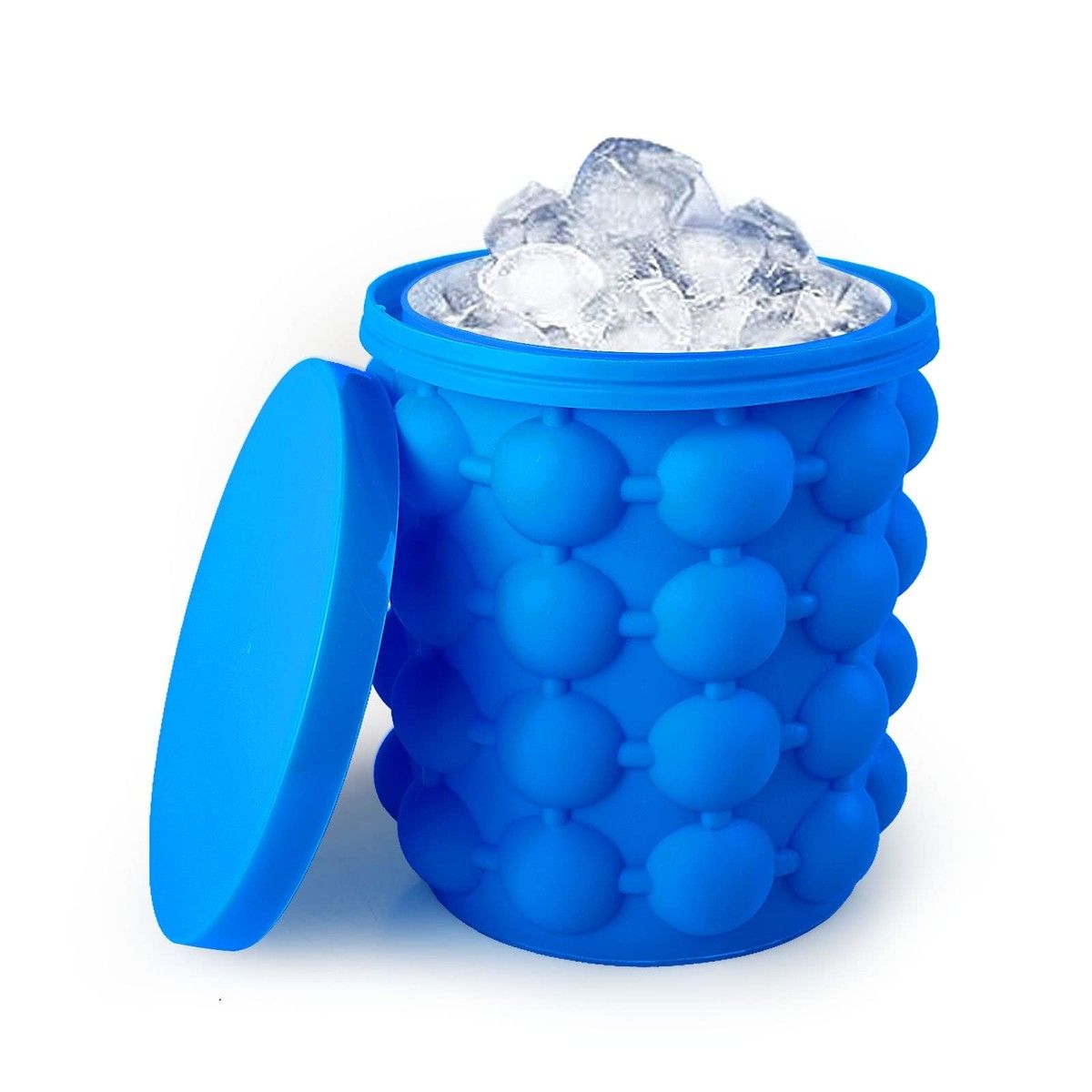 Ice Cube Mold, Silicone Ice Bucket with Lid,Press Type,Easy Release Ice Trays,Ice Cube Maker for Frozen Cocktails,Whiskey