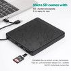 5 in 1 External Blu Ray Drive, Multifunctional Bluray DVD Player for Laptop, Compatible with Windows 7/8/10/11/XP Mac OS