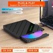 8 IN 1 External CD/DVD Drive for Laptop, USB 3.0 Portable External CD Burner Reader Writer with 4 USB Ports/2 TF SD Card Slots/1 USB Type C Port