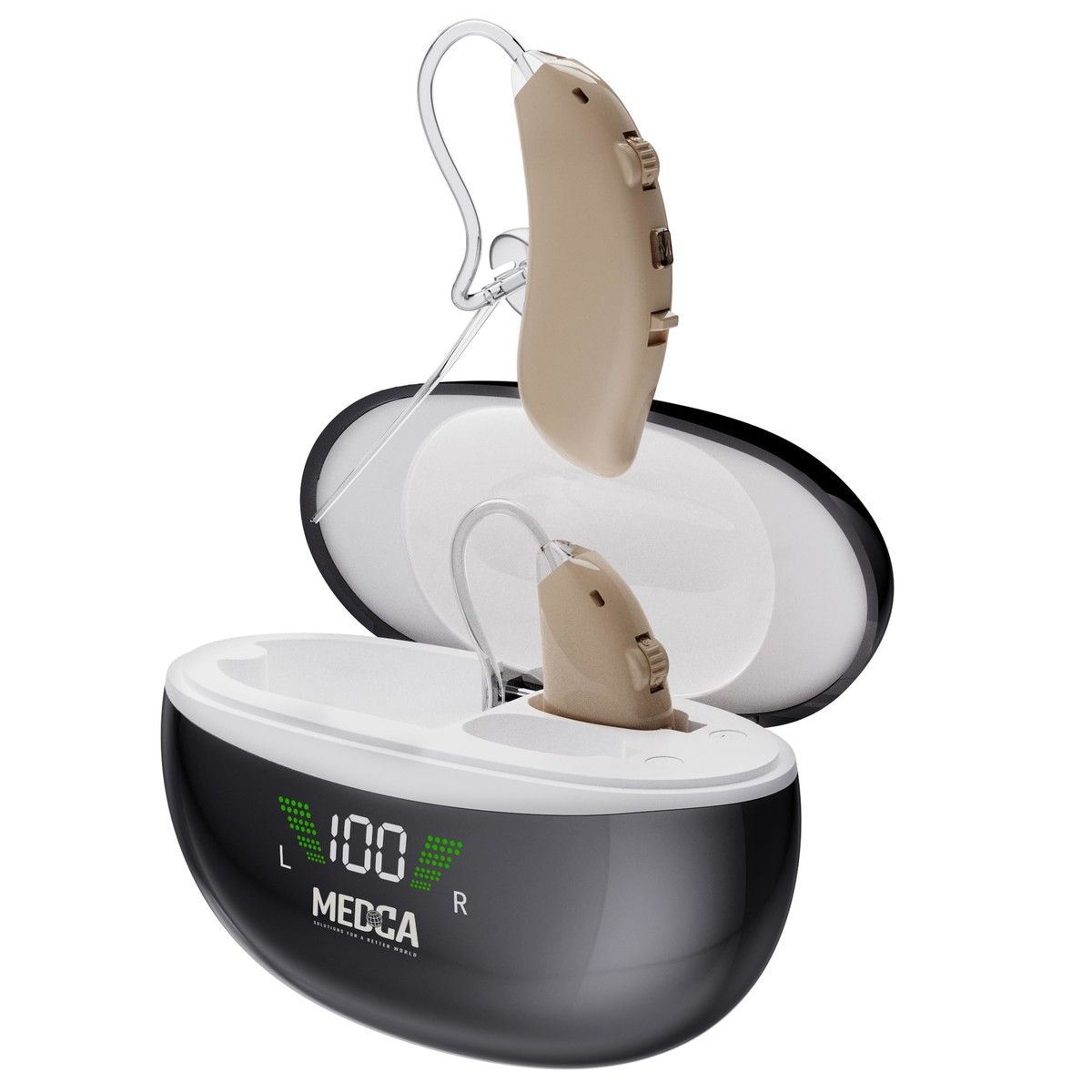 Rechargeable Hearing Aids for Seniors - BTE Digital Hearing Amplifier with Noise Cancelling for Moderate to Severe Hearing Loss, RIC 16 Channel