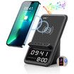 Wireless Charging Station with Bluetooth Speaker and Alarm Clock, 4 in 1 Wireless Charger Compatible with iPhone and Android Phones, Black