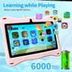 7 inch Android 13 Tablet for Kids, 4GB RAM 64GB ROM, Quad Core Kids Tablets with Shockproof Case, Parental Control, Dual Camera, Pink