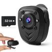 Mini Body Camera Video Recorder Built-in 32GB Memory Card with Night Vision IR & Loop Record HD 1080P,4-6 HR Battery Life Wearable Police Cam