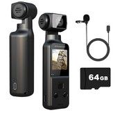 4K Body Camera with External Microphone,Mini Video & Audio Pocket Cam 270 Degree Rotation Camera,64GB Card Included