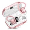 Wireless Earbuds, Bluetooth 5.3 Headphones with LED Display, Powerful Bass Over Ear Earphones, IP7 Waterproof for Sport, Rose Gold