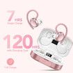 Wireless Earbuds, Bluetooth 5.3 Headphones with LED Display, Powerful Bass Over Ear Earphones, IP7 Waterproof for Sport, Rose Gold