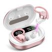 Wireless Earbuds, HiFi Stereo Bluetooth 5.3 Running Headphones with Dual LED Display, Bluetooth Earphones with Earhooks for Sport, Rose Gold